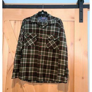 Vintage 1962 Pendleton Wool  Shirt Loop Collar Flap Pocket Plaid Sz M 60s